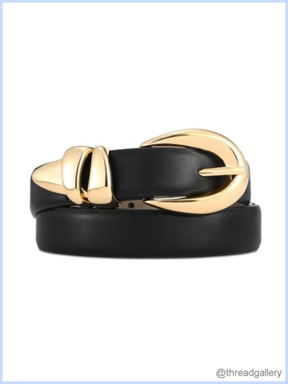 Synthetic Leather Belt Women Gold Buckle Design Casual Formal